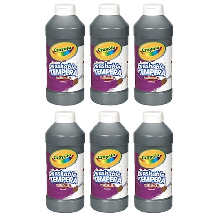 Artista II Washable Liquid Tempera Paint, Black, 16 Oz. Bottles, 6PK